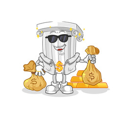 roman pillar rich character. cartoon mascot vector
