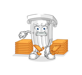 roman pillar karate mascot. cartoon vector