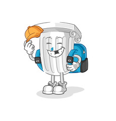 roman pillar goes to school vector. cartoon character