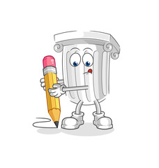 roman pillar write with pencil. cartoon mascot vector