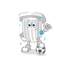 roman pillar playing soccer illustration. character vector