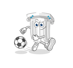 roman pillar kicking the ball cartoon. cartoon mascot vector