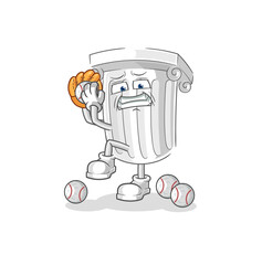 roman pillar baseball pitcher cartoon. cartoon mascot vector