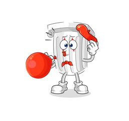 roman pillar pantomime blowing balloon. cartoon mascot vector