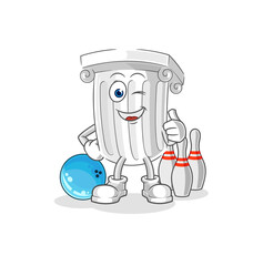 roman pillar play bowling illustration. character vector