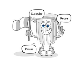 roman pillar hold surrender flag mascot. cartoon vector