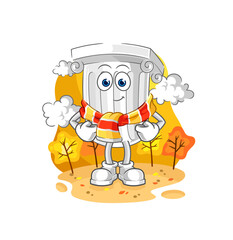 roman pillar in the autumn. cartoon mascot vector