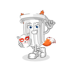 roman pillar japanese fox character. cartoon mascot