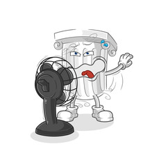 roman pillar with the fan character. cartoon mascot vector