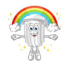 roman pillar with a rainbow. cartoon vector