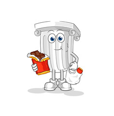 roman pillar eat chocolate mascot. cartoon vector