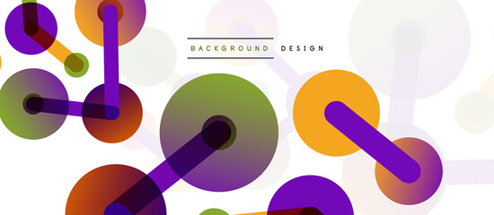Abstract background. Round dots connected by lines. Trendy techno business template for wallpaper, banner, background or landing