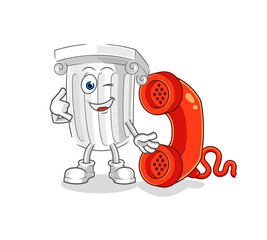 roman pillar call mascot. cartoon vector
