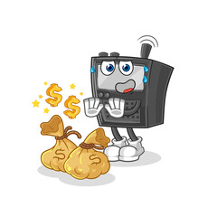 walkie talkie refuse money illustration. character vector