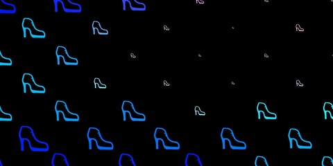 Dark pink, blue vector background with woman symbols.