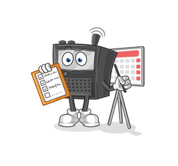 walkie talkie schedule list vector. cartoon character
