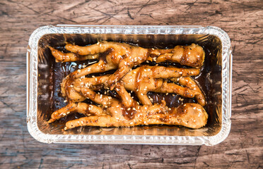 Chicken feet in a lunch box