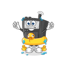 walkie talkie with duck buoy cartoon. cartoon mascot vector