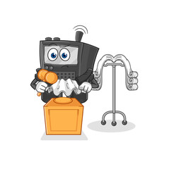 Fototapeta premium walkie talkie judge holds gavel. character vector