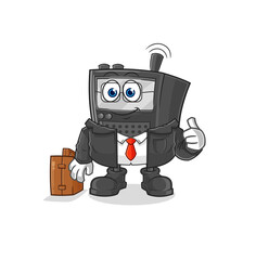 walkie talkie office worker mascot. cartoon vector