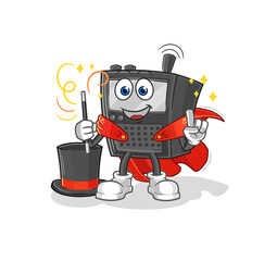 walkie talkie magician illustration. character vector