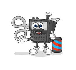 walkie talkie barber cartoon. cartoon mascot vector