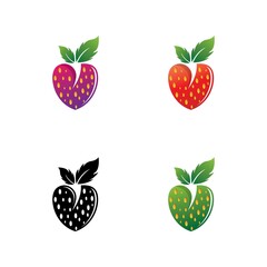 Strawberry logo template vector icon set