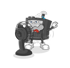 walkie talkie with the fan character. cartoon mascot vector