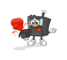 walkie talkie prank glove in the box. cartoon mascot