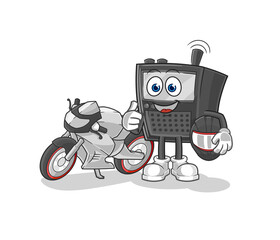 walkie talkie racer character. cartoon mascot vector