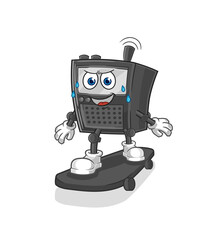 walkie talkie riding skateboard cartoon character vector