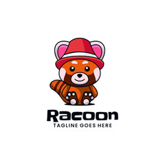Vector Logo Illustration Red Bear Mascot Cartoon Style.