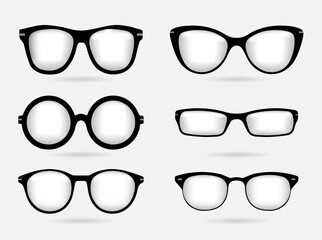 Collection of glasses vector illustration. Realistic glasses design icon vector