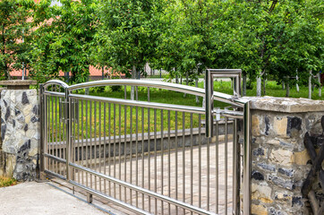 Chrome fence gate. Stainless steel fence
