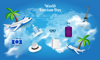 Wonderful and elegant world tourism day design background vector