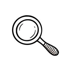 Magnifier glass element. Doodle sketch scribble style. Hand drawn magnifier vector illustration for search icon.