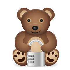 Teddy bear with padlock