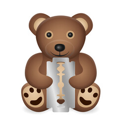 Teddy bear with razor blade