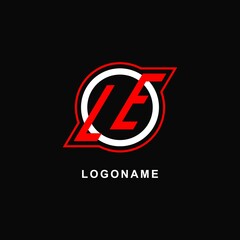 Monogram LE logo circle line, simple and clean esport logo design - obrazy, fototapety, plakaty