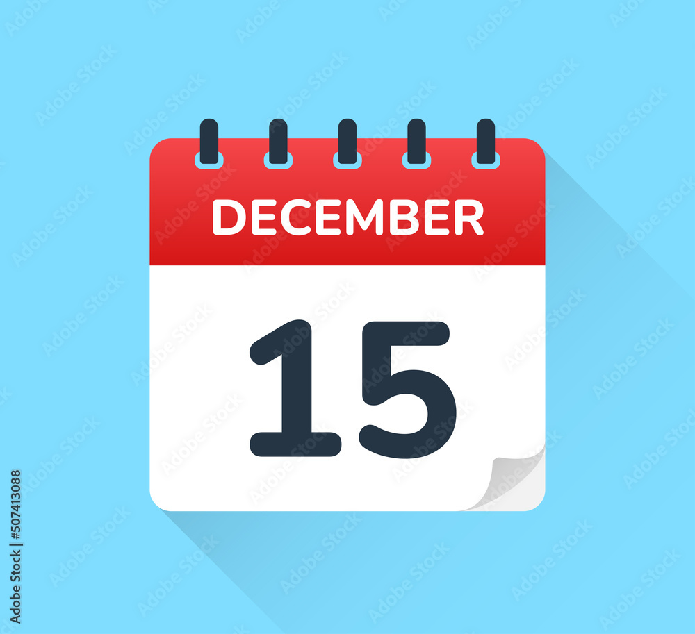 Poster december 15. vector flat design of daily calendar icon. date and day of the year.