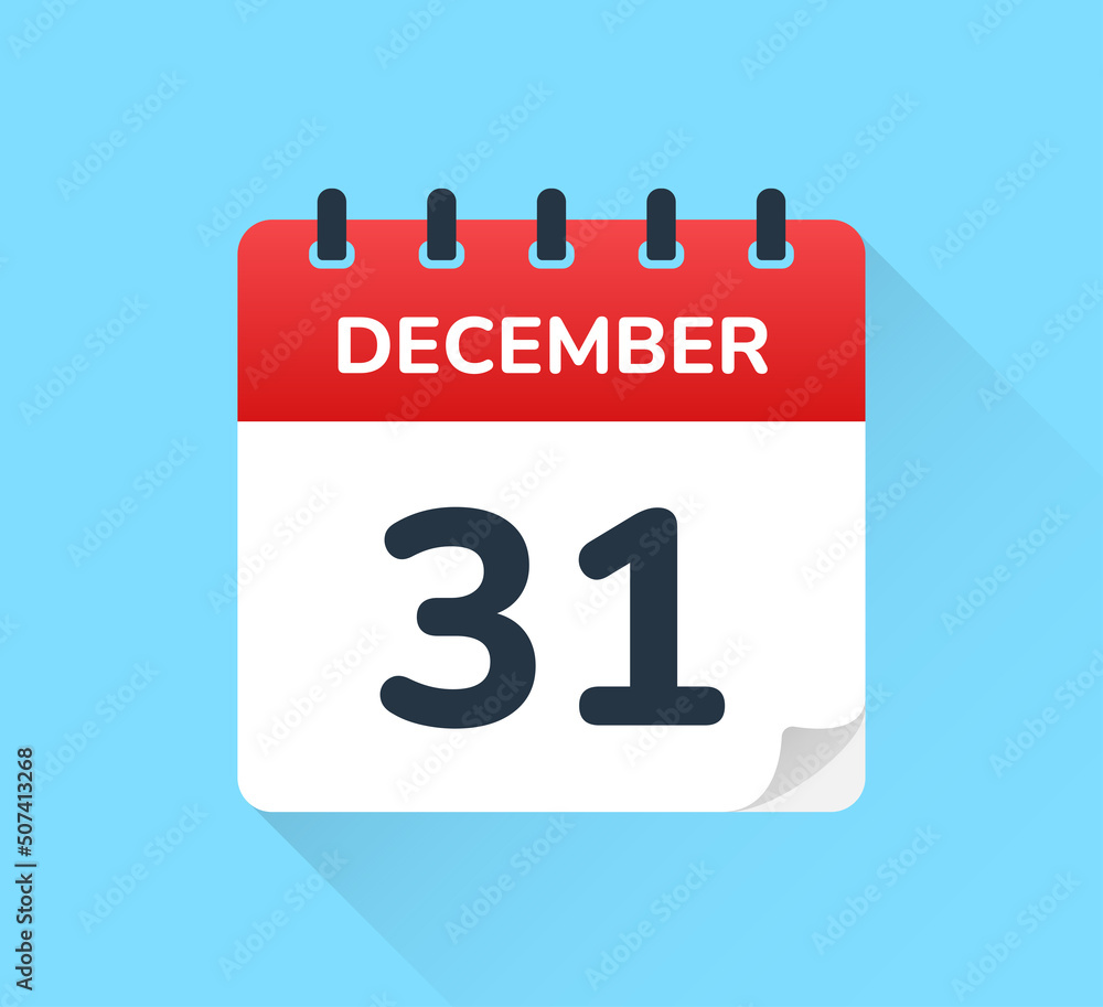 Poster december 31. vector flat design of daily calendar icon. last day of the year.