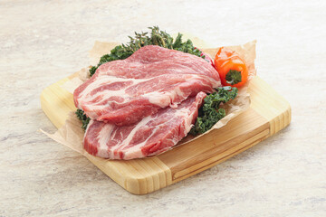 Raw pork neck for cooking