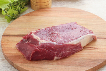 Raw rib-eye beef steak black angus