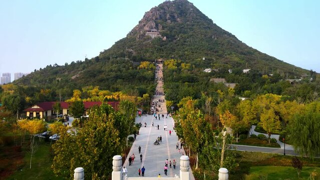 aerial view of landscape of jinan qianfoshan scenic spot
