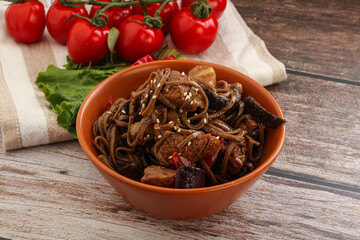 Udon soba with pork and vegetables