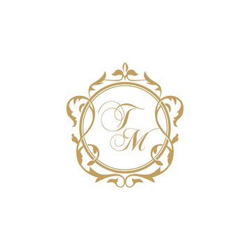 TM initial wedding invitation elegant vector graphic template