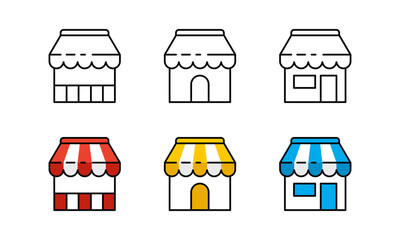 Vector illustration of shop building icon. Suitable for design element of online shopping, e commerce, and retail storefront symbol. 