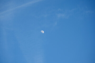 month. photo with blue background.