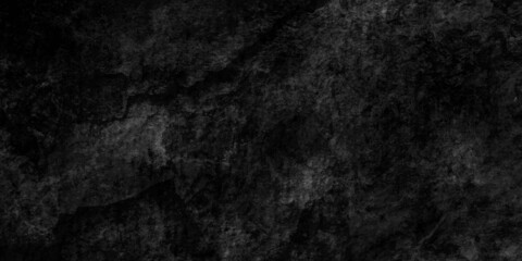 Dark Black anthracite dark gray backdrop grunge old aged retro vintage stone concrete cement blackboard chalkboard wall floor texture, with cracks - Abstract background banner panorama pattern design.