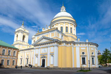 Fototapeta na wymiar Trinity Cathedral on a sunny May day. Alexander Nevsky Lavra, St. Petersburg, Russia